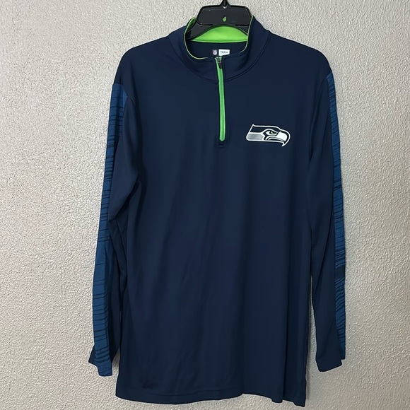 Mens NFL Seattle Seahawks Quarter Zip Shirt, Medium, Blue - Picture 1 of 5